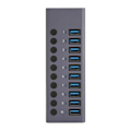 Miniatyrbild 2 av 8: Strömdriven USB-hubb 10 portar individuell switch aluminiumlegering 5 Gbps överföring USB 3.0-hubb för PC bärbar dator HDD 100-240 V EU-kontakt