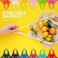 Miniatyrbillede 3 af 5: 12 STK Tilfældige farver Bomuld Linned Indkøbsnet 40 * 35 cm Bærbar Nettaske Genanvendelig Indkøbsnet Størk til Shopping Grøntsagsfrugt Legetøj Picnic
