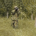 Miniatyrbild 3 av 7: Kamouflage Regn Poncho 3D Löv Ghillie Poncho Huva Vattentät Camo Regnrock för Barn Vuxna Utomhus Camping Vandring