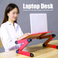 Miniatyrbillede 7 af 8: Aluminiumlegeringsseng Foldbar Bærbar Computer Justerbar Computerbord Bord StativRose Rød