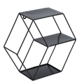 Miniatyrbillede 6 af 8: Hex hylder Simple Smedejern Sekskantet soveværelse Stue Kontor Væghylde Dekoration Sort