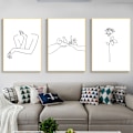 Miniatyrbild 5 av 8: 3 st/set 30x40cm Modern enkel hängande abstrakt linjemålning Canvas väggbild för hemmet