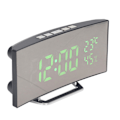 Miniatyrbild 5 av 8: LED digital klocka 3 nivåer Ljusstyrka Snooze USB Batteridriven Elektronisk spegelväckarklocka med Temp Fuktighet Display Grönt ljus