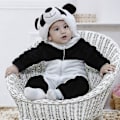 Miniatyrbilde 2 av 5: Dinosaur Onesie med Hetter - Dyrkostyme for Barn - Panda, 3-6 Måneder