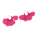 Miniatyrbillede 3 af 8: Store Større Stof Blomster Dangle Øreringe Intrikate Perle Håndlavede Stof Kronblad Hoop Øreringe til Kvinder Piger Ferie Bryllup Rose Rød