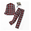 Miniatyrbillede 4 af 5: Hyggelig Flannel Bomulds Pyjamasæt til Kvinder - Ternet Print, Perfekt til Efterårs- og Vintersovetøj L rød