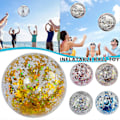 Miniatyrbillede 2 af 5: Stor 24/16 Oppustelig Glitter Pool Strandbold - Perfekt til Sommer Strand Pool Party Sølv 60cm
