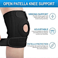 Miniatyrbild 3 av 4: Knästöd Öppen Patella Knäskydd För Män Kvinnor Neopren Knäskydd För Ledvärk Sport Promenader Löpning Svart Stor M-XL* 47* till 57* Svart