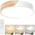 Miniatyrbillede 1 af 5: Loftslampe i træ, dæmpbar loftslampe 3000K-6000K, fjernbetjent LED loftslampe, 18W moderne lampe, 30CM, hvid