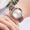 Miniatyrbillede 2 af 4: Simple Business Kvinder Arabiske tal Urskive PU-rem Ur Legering Quartz Armbåndsur (Brun)