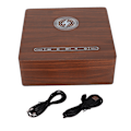 Miniatyrbild 1 av 8: Väckarklocka Bluetooth-högtalare Trådlös Bluetooth-högtalare i trä för sovrum Sängbordskontor Brun trästruktur