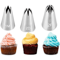 Miniatyrbillede 1 af 4: 3 Tyller - 1M 2D 2F Store Tyllespidser, Rustfrit Stål Kagedekorationsspidser til Glasur, Cupcakes.