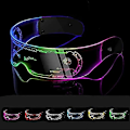 Pikkukuva 1 / 5: LED-valolasit, 7 väriä, LED-lasit, Cyberpunk Neon -lasit, LED-juhlalasit diskoon, konsertteihin, baareihin, yöelämään ja cosplayhin