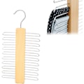 Miniatyrbillede 1 af 5: Dimensioner træflis højde 23cm bredde 3.8cm tykkelse 1.2cm Træ slipsestativ, Træ slips bøjle, Garderobe slipsestativ, Krom og tøj krog