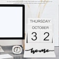 Miniatyrbillede 2 af 5: Træ Clamshell Skrivebordsblok Kalender Uge Måned Dato Visning
