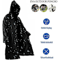 Miniatyrbillede 3 af 5: Poncho, 2 stk. sort genanvendelig regnslag poncho, regn poncho til mænd og kvinder, voksen regnslag med hætte vandreture camping regntilbehør