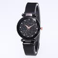 Stjärnklar Himmel Damklocka Magnetklocka Dam Mesh Armband Modeklocka (Svart) - 1 styck