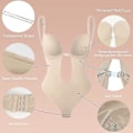Miniatyrbillede 2 af 4: Dyb V-udskæring, stropløs, backless bodysuit shapewear - Kvinder S, Beige