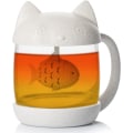Miniatyrbillede 1 af 5: Mister Le Chat- Krus Tekop i glas i form af en kat med en fiskeform