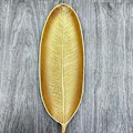 Miniatyrbillede 5 af 8: Frugtfad i guld stil bladform børstet udseende kompakt densitetsplade serveringsdessertfad til hjem S