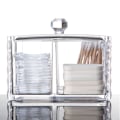 Miniatyrbild 5 av 8: Bomullsplattor Hållare Makeup Organizer Klar Akryl Mönster Rengöringsplatta Hållare och Bomullspinne Förvaringsbehållare