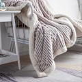 Miniatyrbillede 3 af 5: Sherpa Fleece Tæppe Vendbart Sherpa Flanel Tæppe Blødt Fuzzy Plys Fluffy Tæppe Varmt Hyggeligt med Stribe Perfekt Kast til Alle Årstider til Sofa B