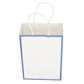 Miniatyrbillede 1 af 8: 10 stk. Shopping Gavepose i Kraftpapir med Hvid+Blå Kant