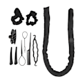 Miniatyrbillede 5 af 8: 10 stk varmefri krøllestang pandebånd Clips Kam Pull Hårnål Bomuld DIY Curls Roller til Sove Sort