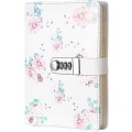 Miniatyrbillede 1 af 5: Pigens hemmelige notesbog, personlig blomsterdagbog med kode, notesblok i PU-læder, kontor- og skolepapir, fødselsdagsgave