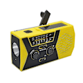 Miniatyrbilde 2 av 5: Nødradio med solcellepanel og håndsveivdynamo 4000mah, værrradio, lommelykt, lader, leselys, gul