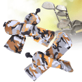 Miniatyrbillede 6 af 8: 4 STK PU Læder Camouflage Vandtæt Tykke Foring Golf Putter Head Cover Trækølle Hovedbetræk Tilbehør Camouflage Gul