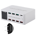 Miniatyrbilde 1 av 8: 8-i-1 multifunksjonell USB-ladestasjon smart stikkontakt brakett 100W maksimalt 100-240VUS