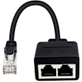 Miniatyrbilde 2 av 5: (1 par) RJ45 1 hann til 2 hunn adapter for Ethernet LAN-kabel forlengelse kat. 5/6. Surf på nettet samtidig