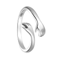 Miniatyrbilde 4 av 8: 925 Sølv klemring Fasjonabel Allsidig Justerbar Klem Hands Open Ring for datter Mamma Søster Kone Venn Bestemor Hvitt Gull