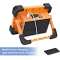 Miniatyrbilde 4 av 5: Bærbar oppladbar LED-spotlight - 60W, 3000 lumen, 9000mAh batteri, 4 moduser, solcellepanel - Ideell for camping og DIY