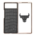Miniatyrbillede 1 af 8: Foldbart telefoncover til Xiaomi MIX Fold 2 Nano læder krokodillemønster Anti-ridse telefonbeskyttelsescover Sort