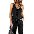 Miniatyrbilde 2 av 5: Ermeløs V-hals Slim Fit Jumpsuit Kvinner Sommer Casual Romper XL Svart