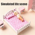 Miniatyrbillede 3 af 8: Pige Træ Pink Soveværelse Legesæt Lad Som Om At Lege Dukkehus Møbler Sæt Simulation Miniature Display Model