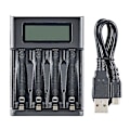 Miniatyrbillede 1 af 5: Smart digital oplader til 4 AA- og AAA-batterier, sort
