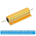 Miniatyrbillede 3 af 4: 100w 200 Ohm Aluminium Skal Modstand, 2 Pak Aluminium Hus Modstand Indkapslet Kabinet Trådviklede Modstande Skrue Tap Effekt Modstand, Gylden