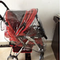 Miniatyrbild 6 av 8: Babyskydd Regnskydd Transparent Justerbar Stöttålig Vindtät Överdrag för Barnvagn Svart