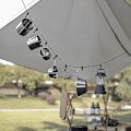 Miniatyrbillede 2 af 5: Vindsikkert Campingtelt med Trækpunkter og Faste Tarp-Klips