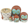 Miniatyrbild 4 av 5: Bedårande Cartoon Wise Owl Nesting Dolls - Set med 5 | Handgjord staplingsleksak i trä | Barnleksakspresenter och ugglaprydnader