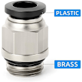 Miniatyrbillede 4 af 5: 10 stk. Han-Straight 6mm Rør OD x 1/8\" BSP Gevind Push-In Hurtigkobling Med Pakninger (PC6-01)