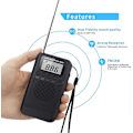 Miniatyrbilde 2 av 5: Bærbar Radio Mini Radio Lommeformat FM/AM Digital DSP Personlig Radio med Høyttaler Vekkerklokke & Timer, Håndholdt Radio med Øretelefoner, Støtter Repla