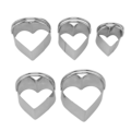 Miniatyrbilde 6 av 8: 5 stk kakeformsett med håndtak i rustfritt stål for baking og matlaging Alentine Day Heart