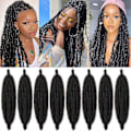 Pikkukuva 1 / 5: 24 tuumaa Pr-spars Springy Afro Twist -hiukset, 8 pakkausta Pr-Fluffed Spring Twist -hiuksia Distressed Soft Locs -kampauksiin, luonnollinen musta Marley Twist -lettikampaus E
