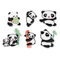 Miniatyrbilde 2 av 8: 6 stk Panda broderilapp med skyggelegging for å skjule flekker og skader i ulike stiler Panda strykemerker for DIY-håndverk, veske og sko