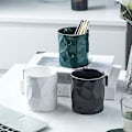 Miniatyrbillede 3 af 5: Keramisk Uregelmæssig Rund Penneholder Til Skrivebord Sød Stativ Guldlinje Blyantskop Pot Skrivebordsarrangør (sort)