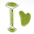 Miniatyrbillede 5 af 5: Gua Sha Jade Roller Ansigts- og Halsmassager - Lindrer Huden, Reducerer Hævelse og Forbedrer Glød
